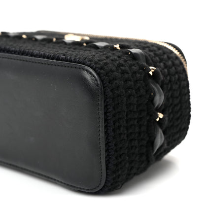 Chanel Lambskin Crochet Quilted Small Vanity Case With Chain Black 10 of 10