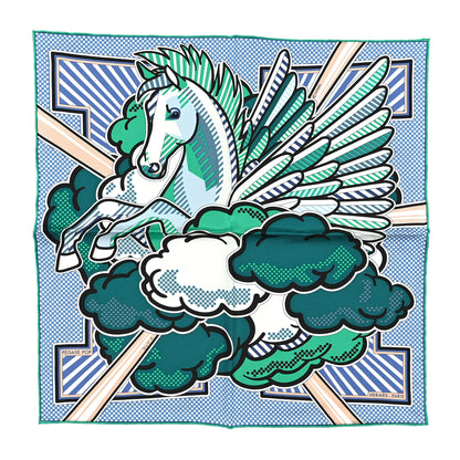 Hermes Silk Pegase Pop Scarf 45 Bleu Vert White 1 of 4