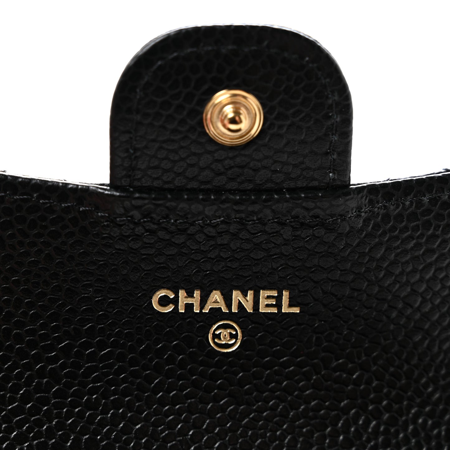 Caviar Quilted Flap Card Holder Wallet Black