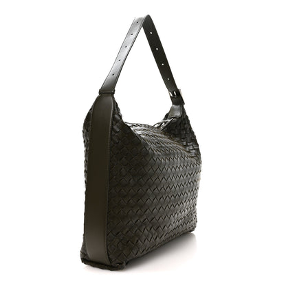 Bottega Veneta Deerskin Intrecciato Medium Traveler Hobo Kaki 2 of 10