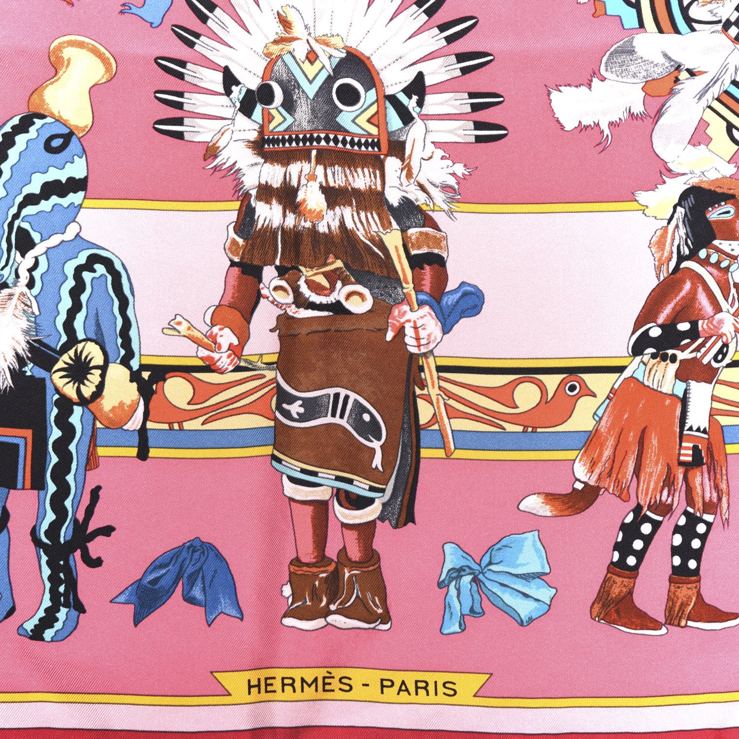 Silk Kachinas Wash Scarf 90 Rose Bleu Corail