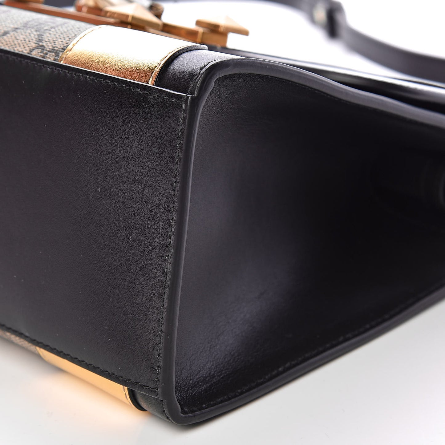 GG Supreme Monogram Small Osiride Top Handle Bag Black Gold