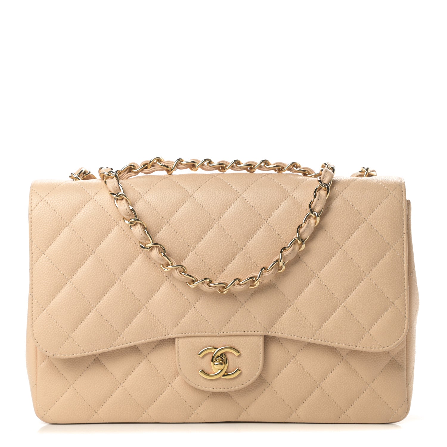 Chanel Caviar Quilted Jumbo Single Flap Beige Clair 1 of 12