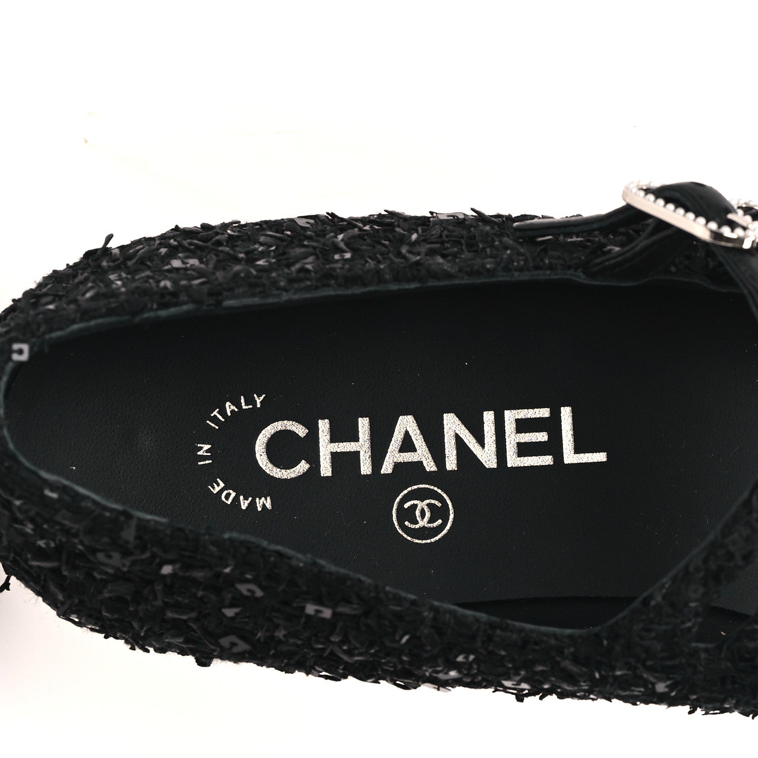 Chanel Tweed Sequin Mary Jane Flats 37.5 Black 8 of 9