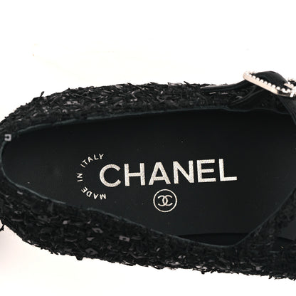 Chanel Tweed Sequin Mary Jane Flats 37.5 Black 8 of 9