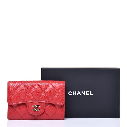 Chanel Caviar Quilted Flap Card Holder Wallet Red 11 of 11