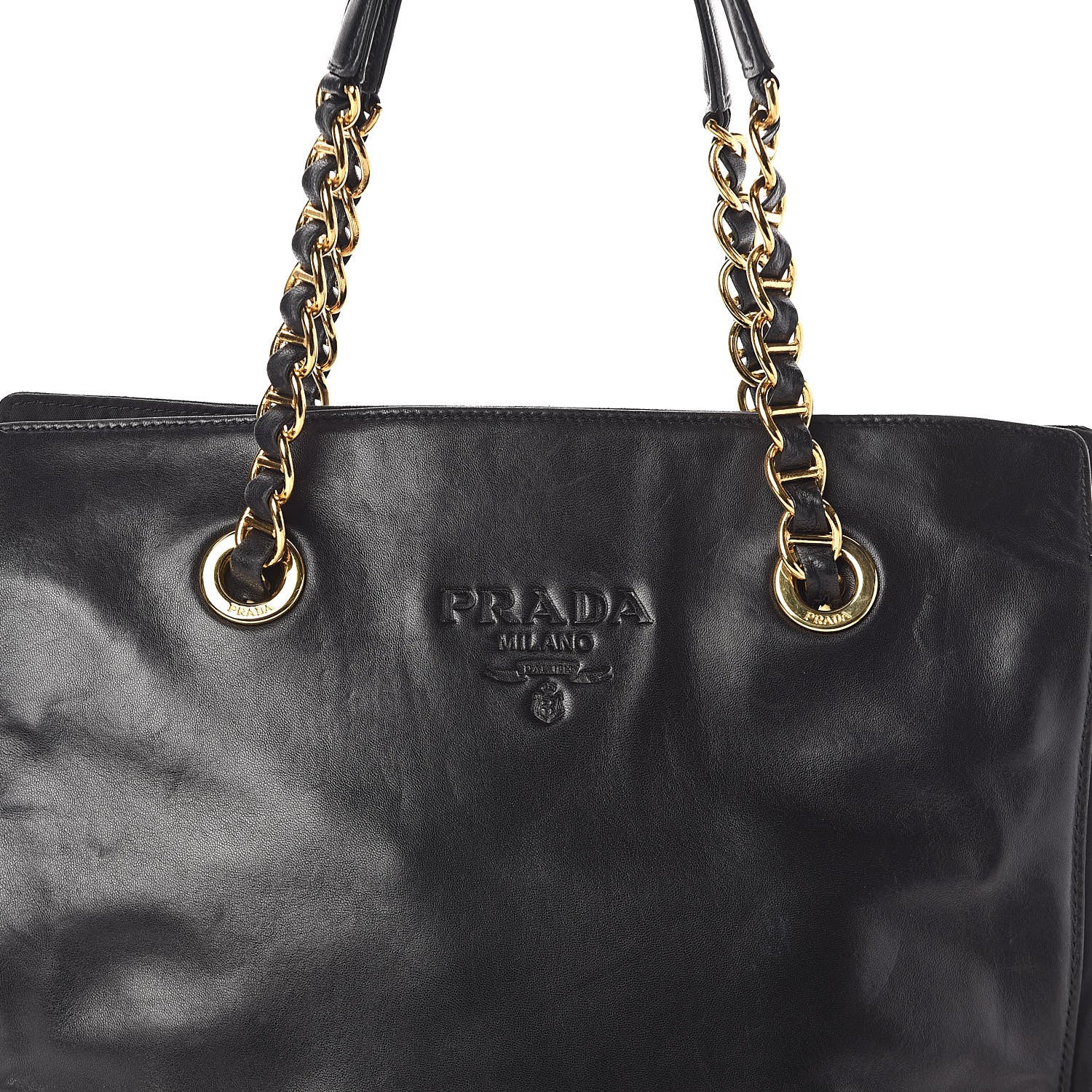 Prada Nappa Tessuto Nylon Chain Tote Black 7 of 9