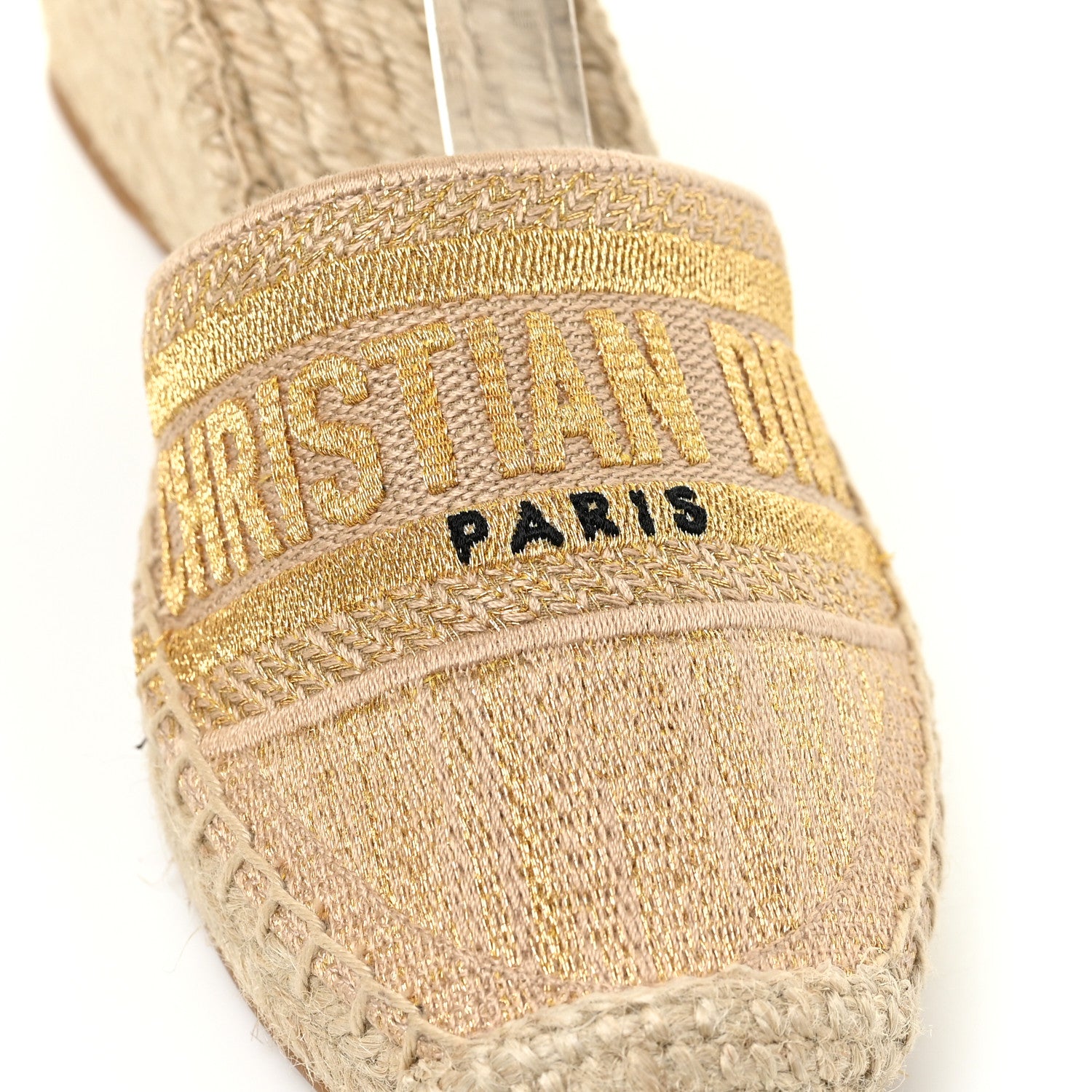 Christian Dior Canvas Embroidered Granville Ankle Tie Espadrille Wedges 37 Cream 20 of 22