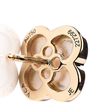 Van Cleef & Arpels 18K Yellow Gold Mother of Pearl Pure Alhambra Earrings 4 of 4