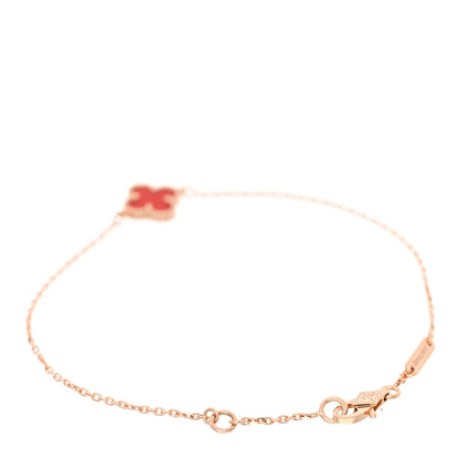 Van Cleef & Arpels 18K Rose Gold Carnelian Sweet Alhambra Bracelet 2 of 5