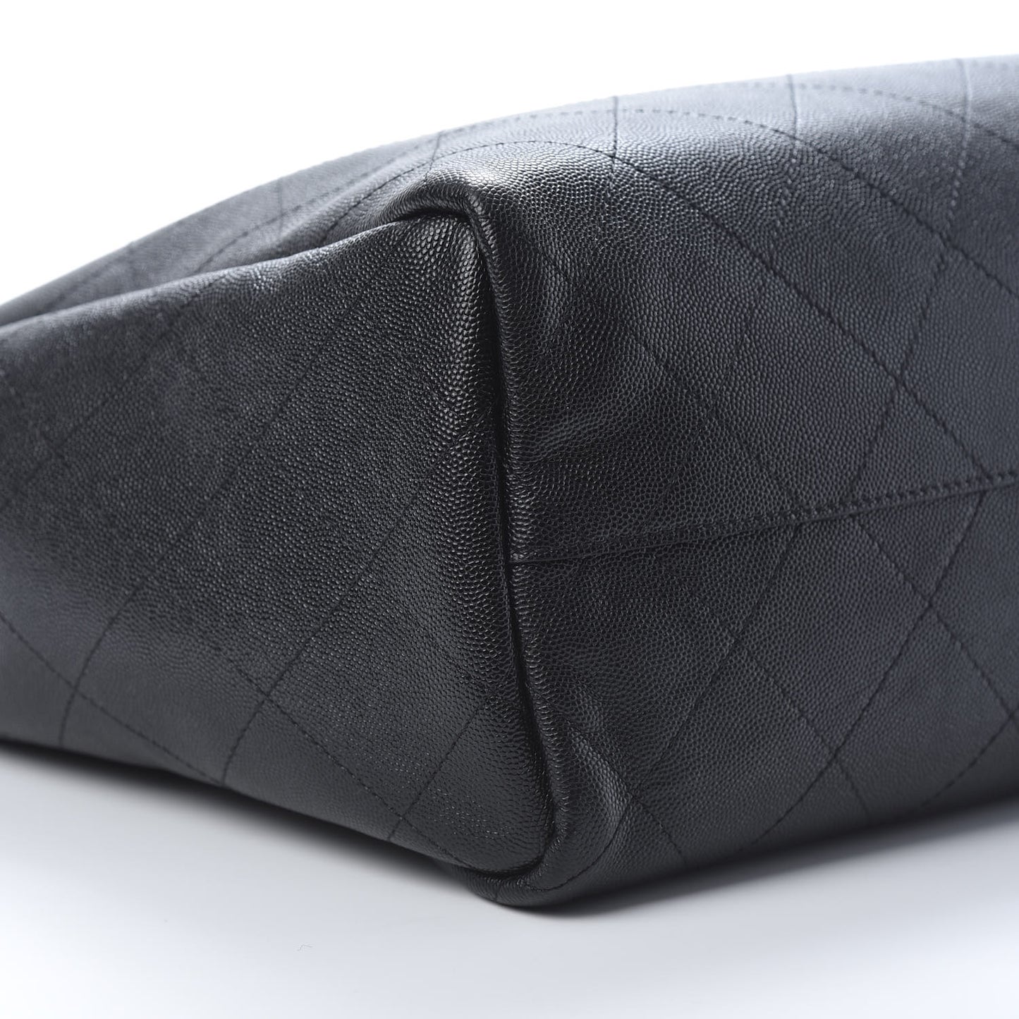 Caviar Stitched Large Shopping Tote Black