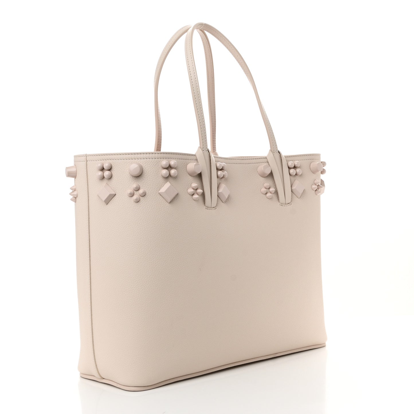 Calfskin Empire Spike Studded East West Cabata Tote Leche