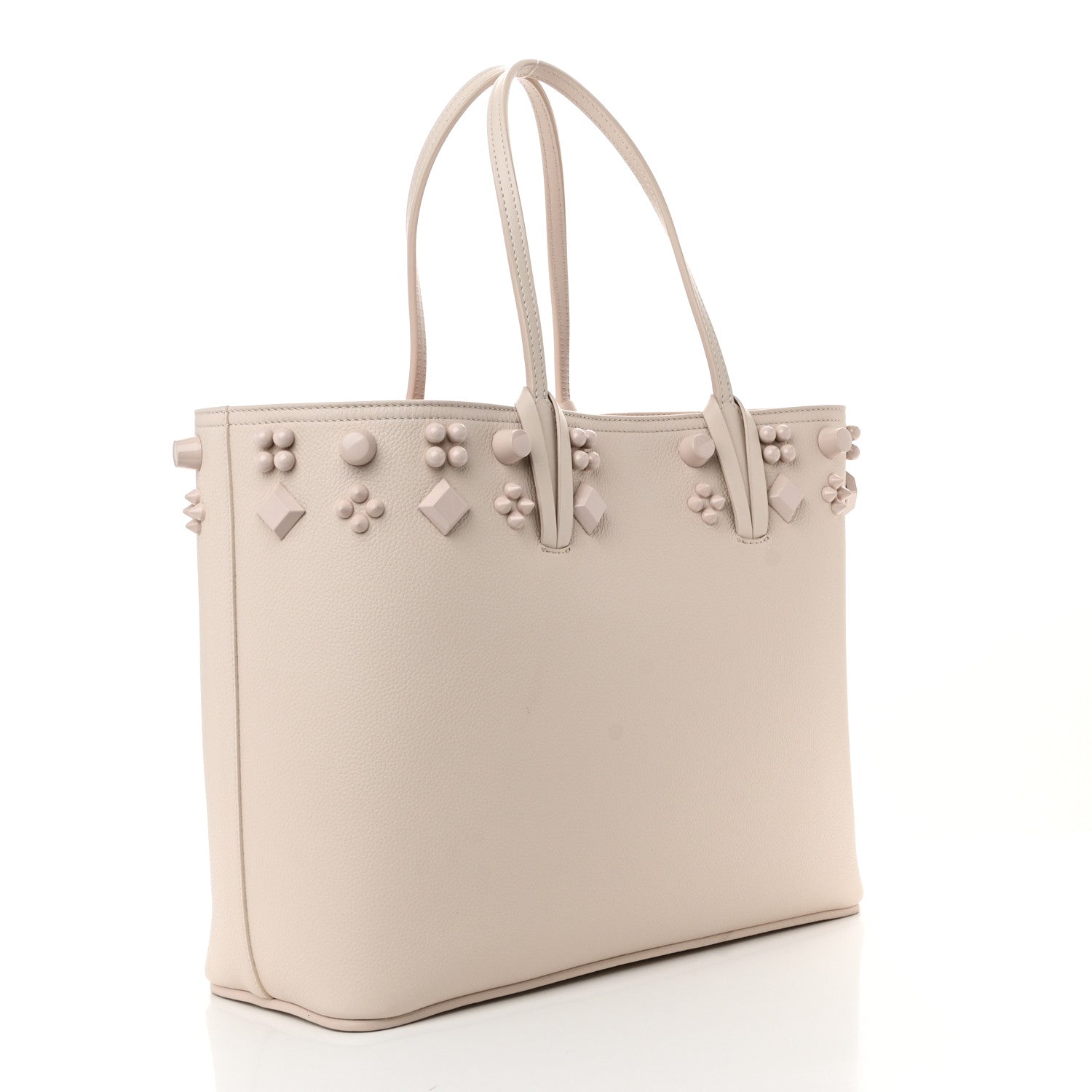 Christian Louboutin Calfskin Empire Spike Studded East West Cabata Tote Leche 4 of 10