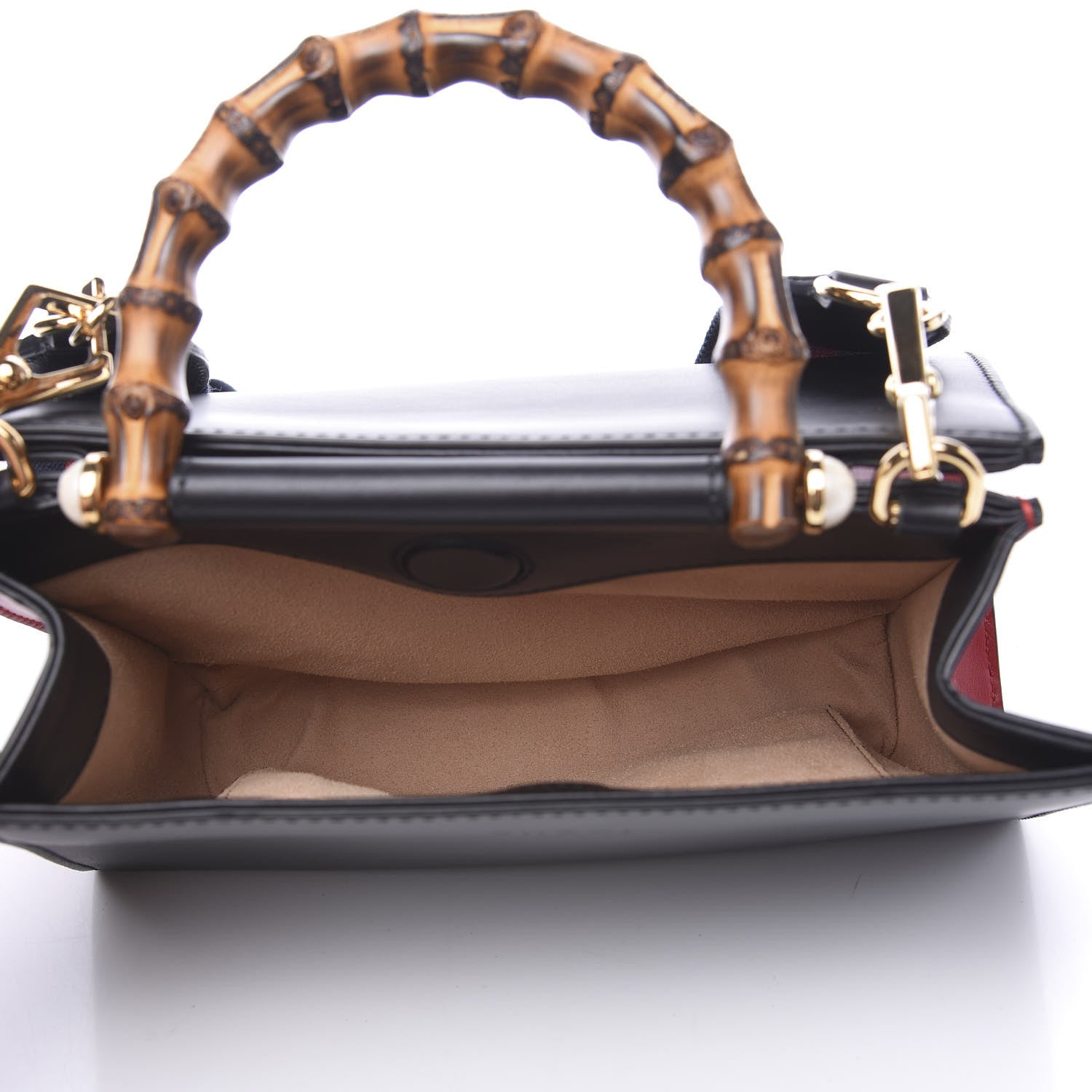 Gucci Nappa Bamboo Web Mini Nymphaea Top Handle Bag Black 4 of 9
