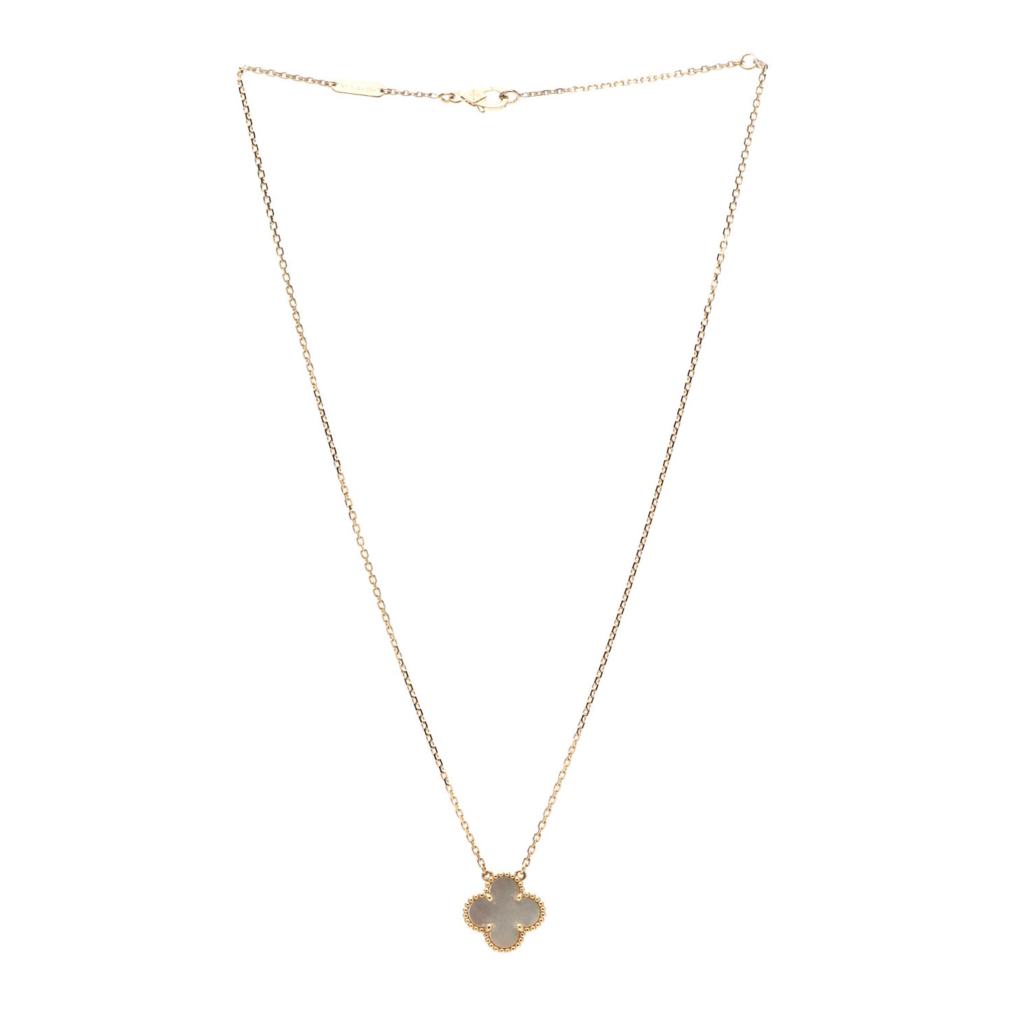 18K Yellow Gold Mother of Pearl Vintage Alhambra Pendant Necklace