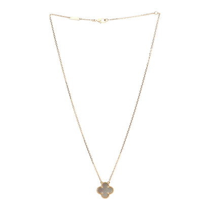 Van Cleef & Arpels 18K Yellow Gold Mother of Pearl Vintage Alhambra Pendant Necklace 3 of 6