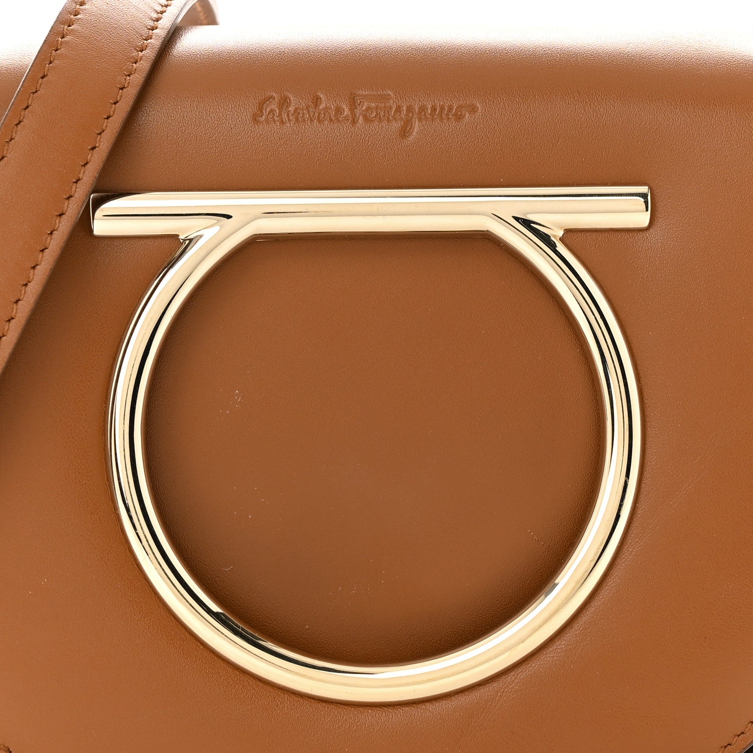 Salvatore Ferragamo Calfskin Small Vela Flap Bag Brown 8 of 12