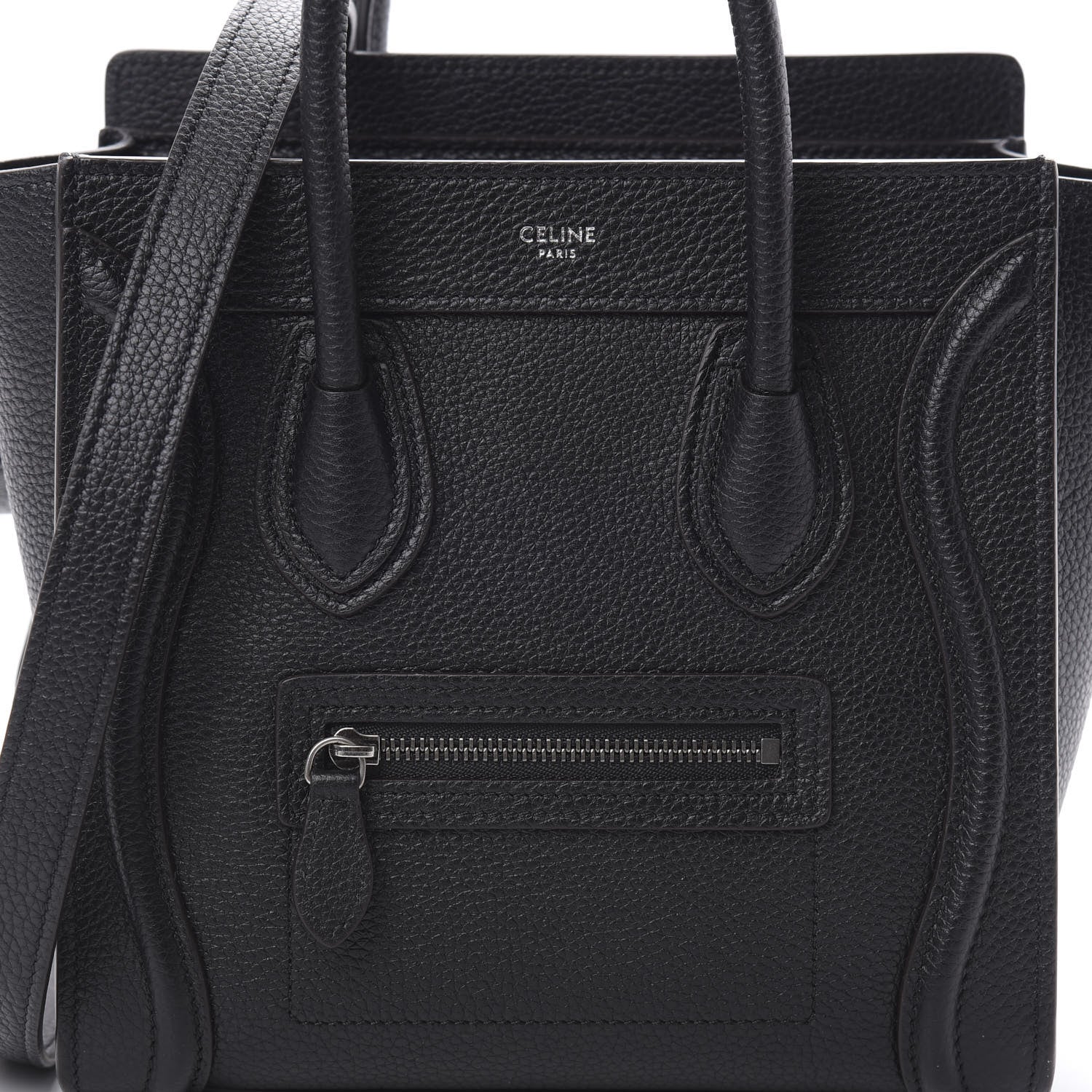 Celine Drummed Calfskin Nano Luggage Black 9 of 11