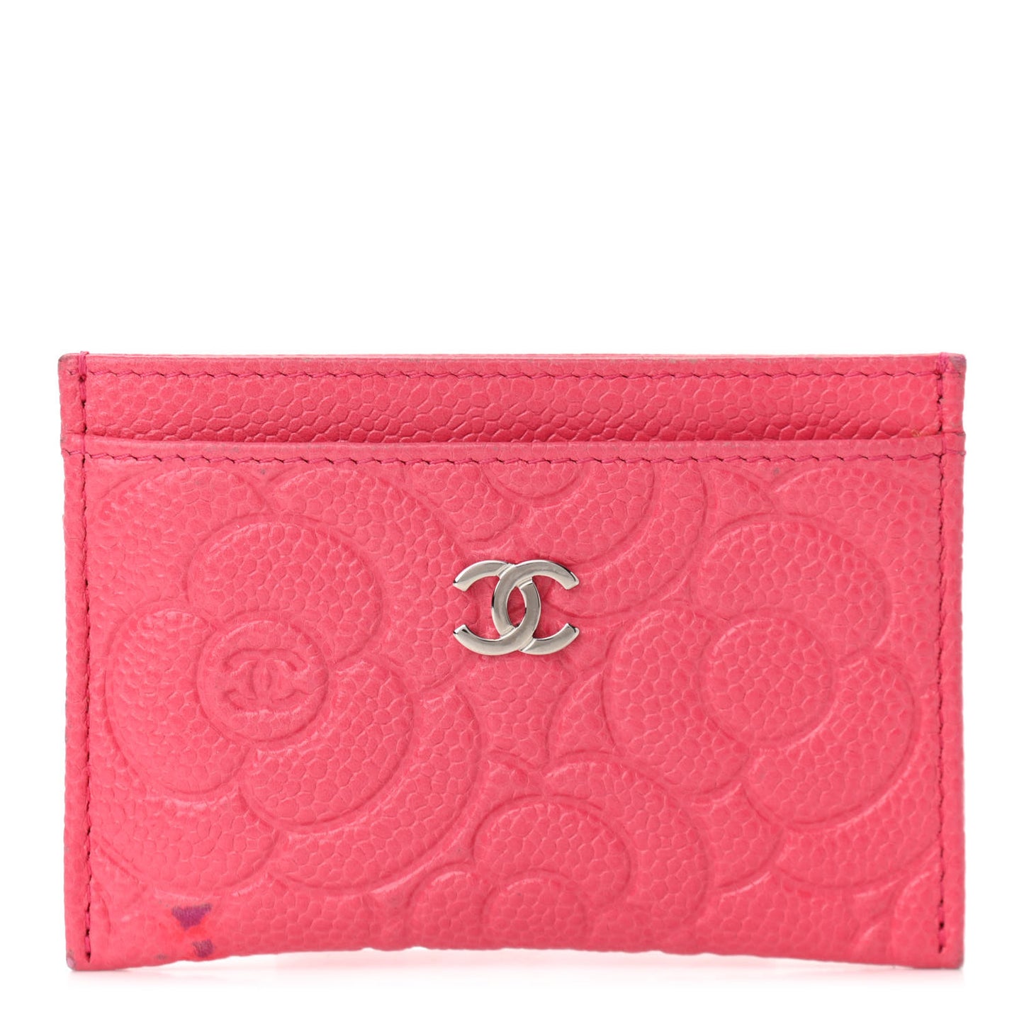 Caviar Camellia Embossed Card Holder Pink