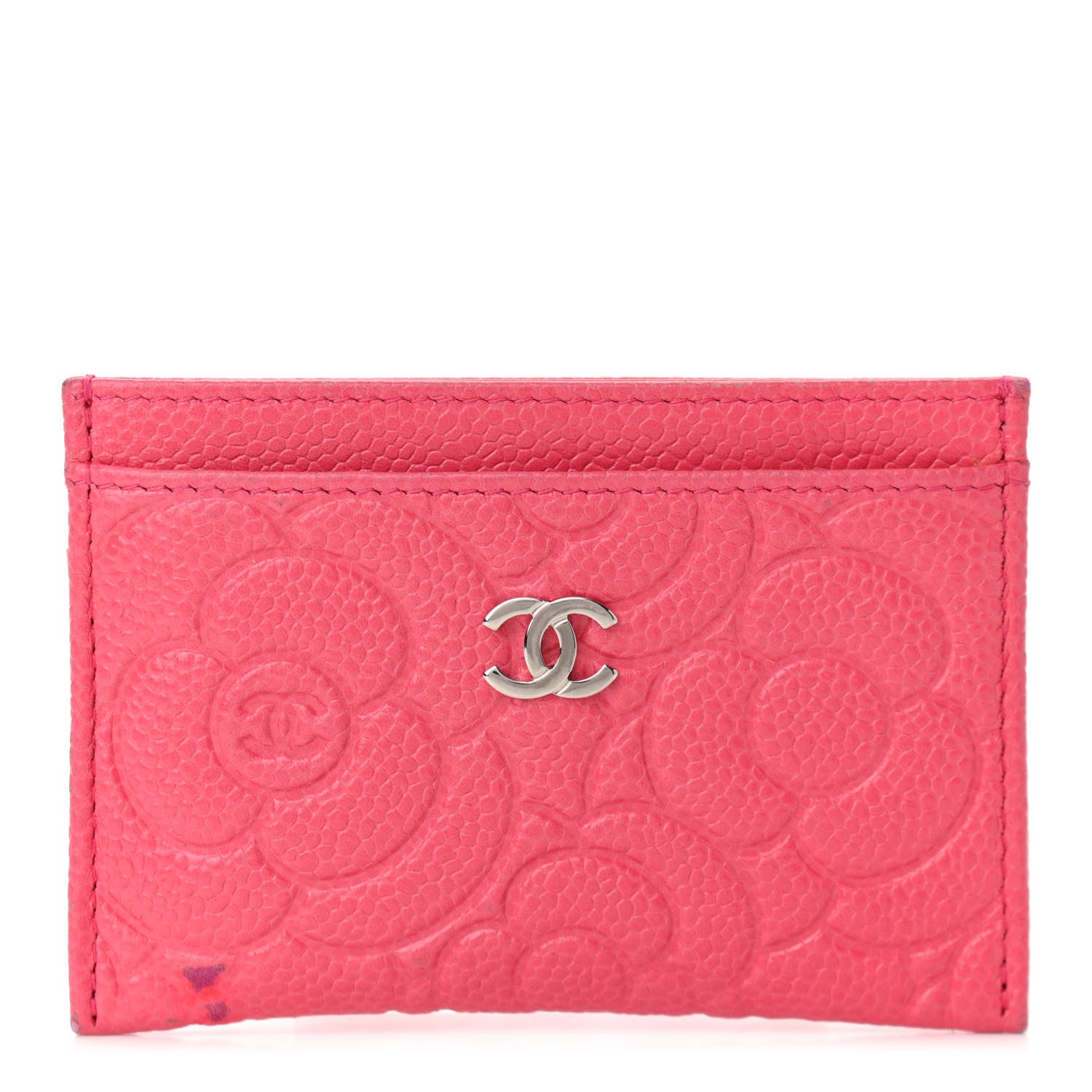Chanel Caviar Camellia Embossed Card Holder Pink 1 of 8