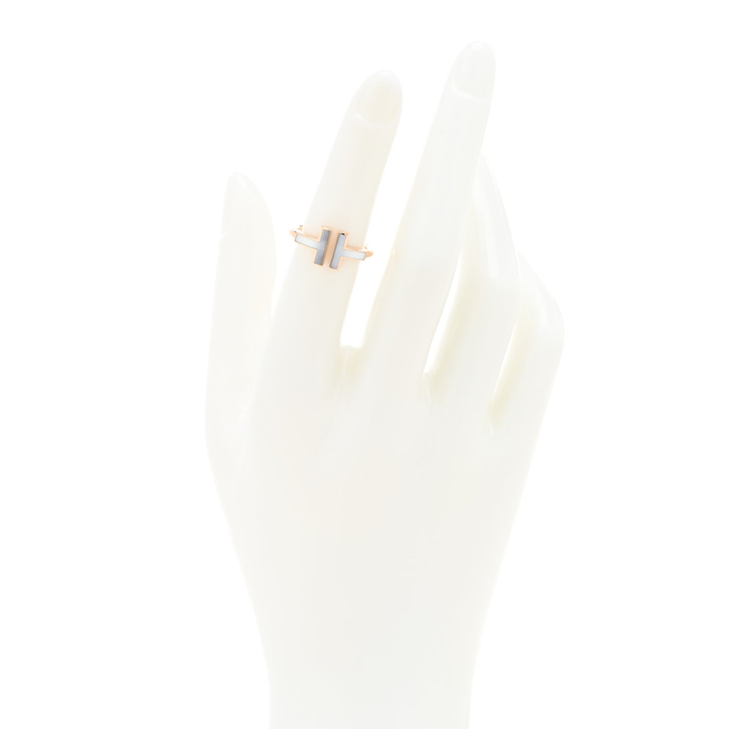 18K Rose Gold Mother of Pearl T Wire Ring 49 5