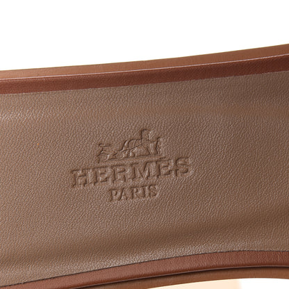 Hermes Box Calfskin Oran Sandals 37.5 Gold 7 of 9