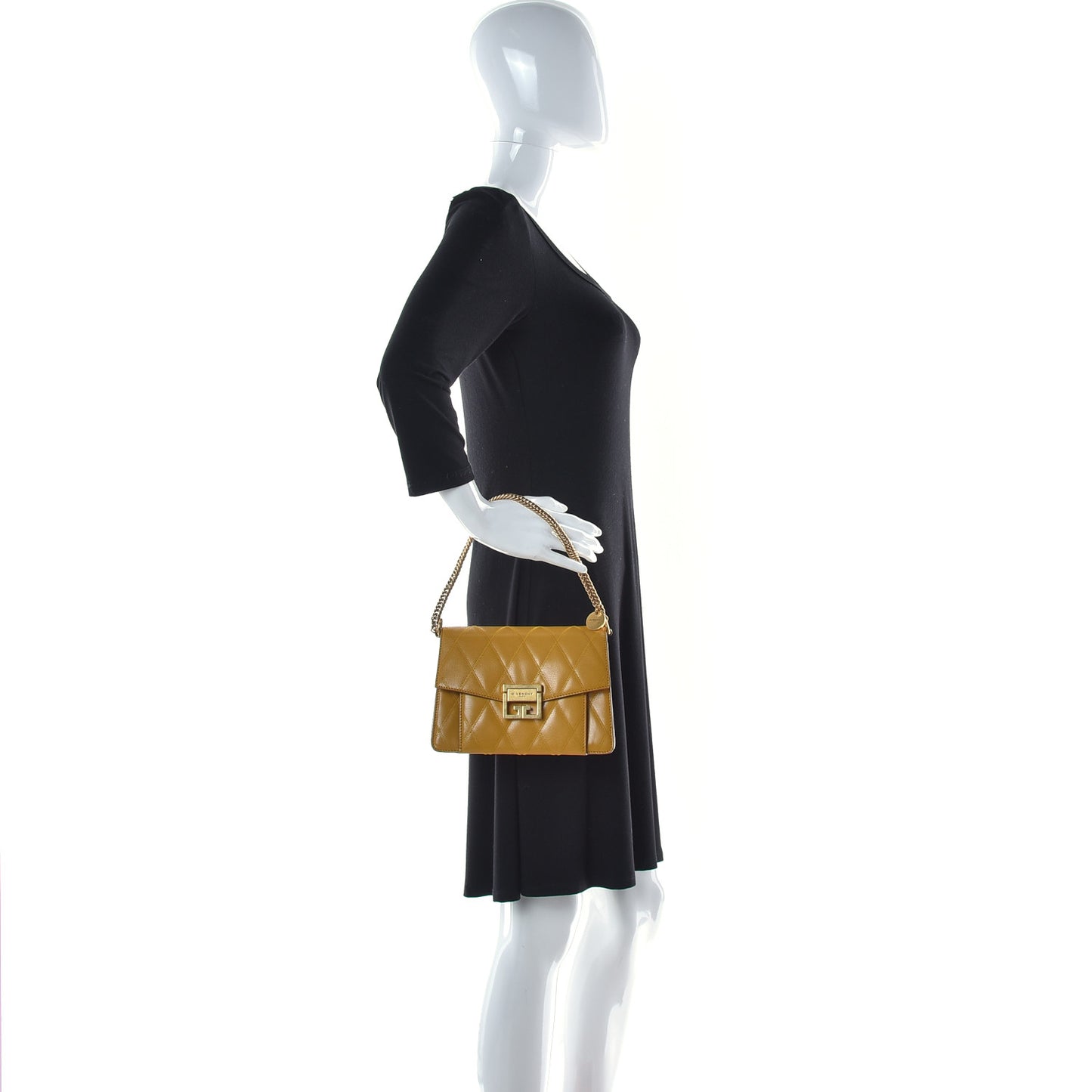 Goatskin Quilted Small GV3 Shoulder Bag Golden