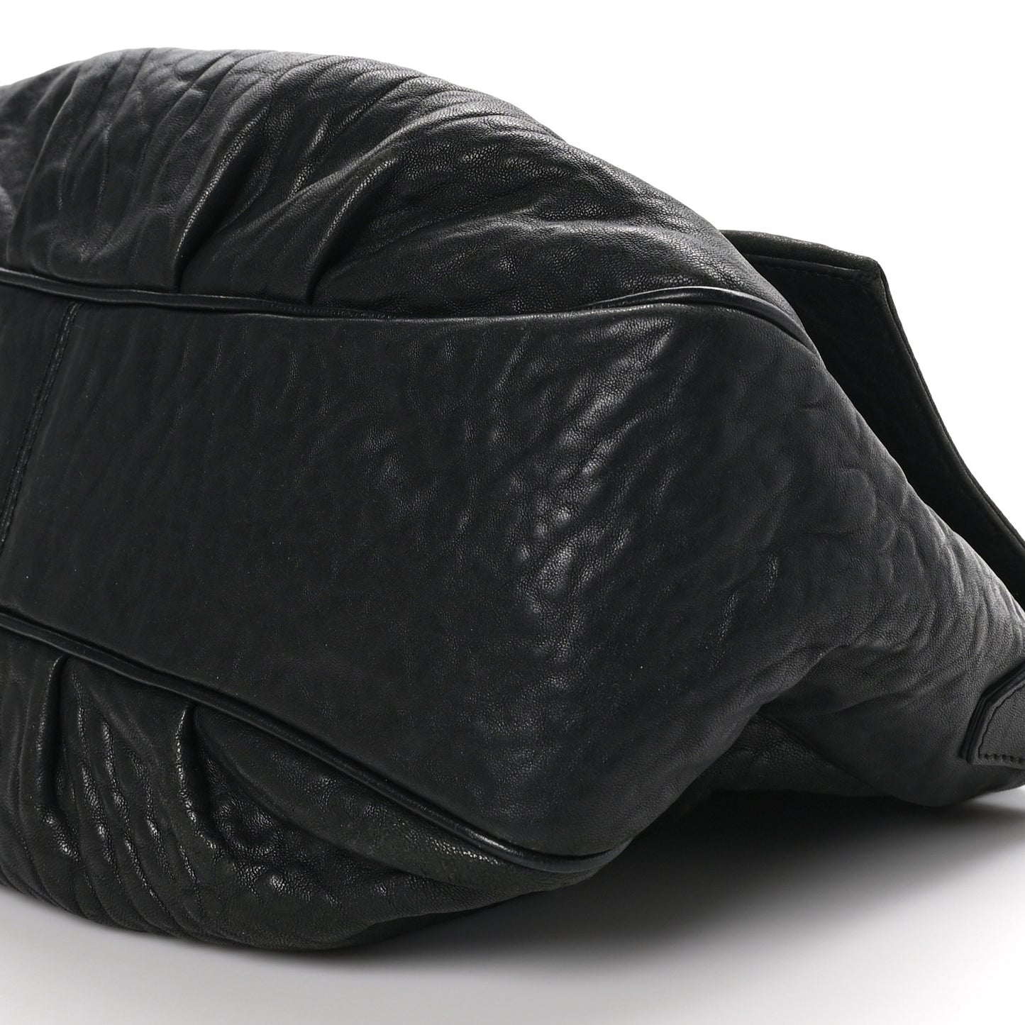 Crinkled Lambskin Mia Shoulder Flap Black