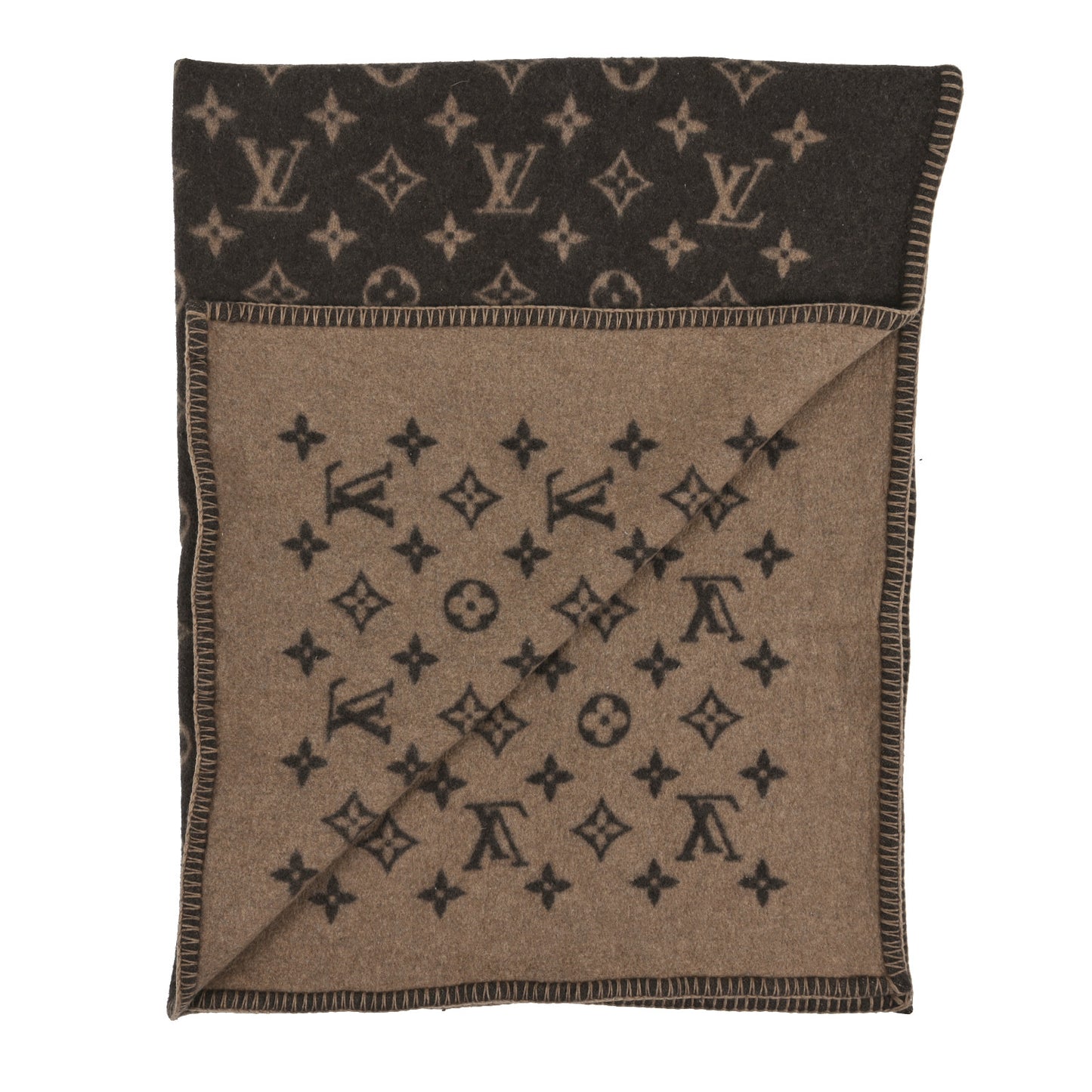 Wool Cashmere Neo Monogram Blanket Marron