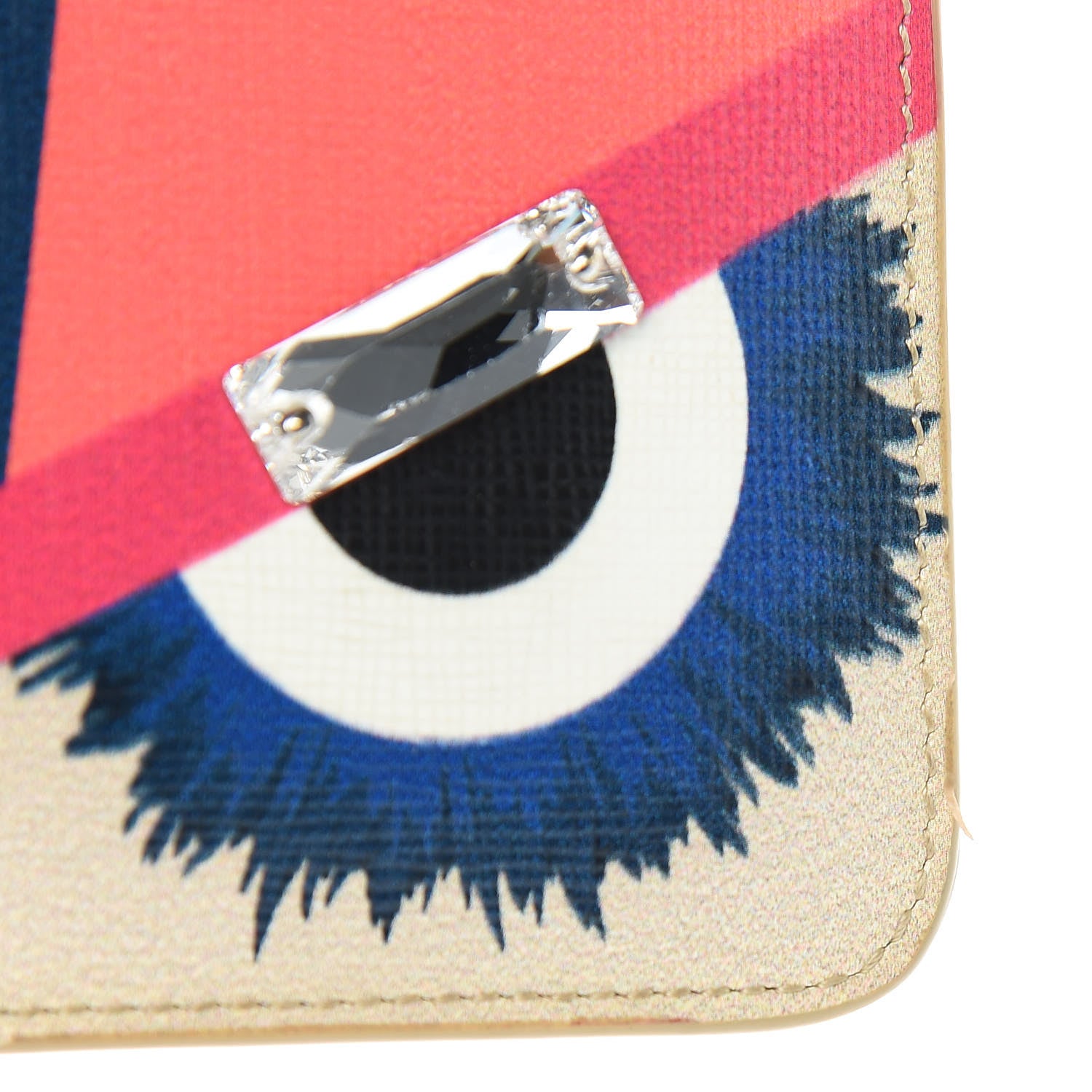 Fendi Saffiano Crystal Eye Monster Coin Pouch Key Case Bellini Multicolor 10 of 10
