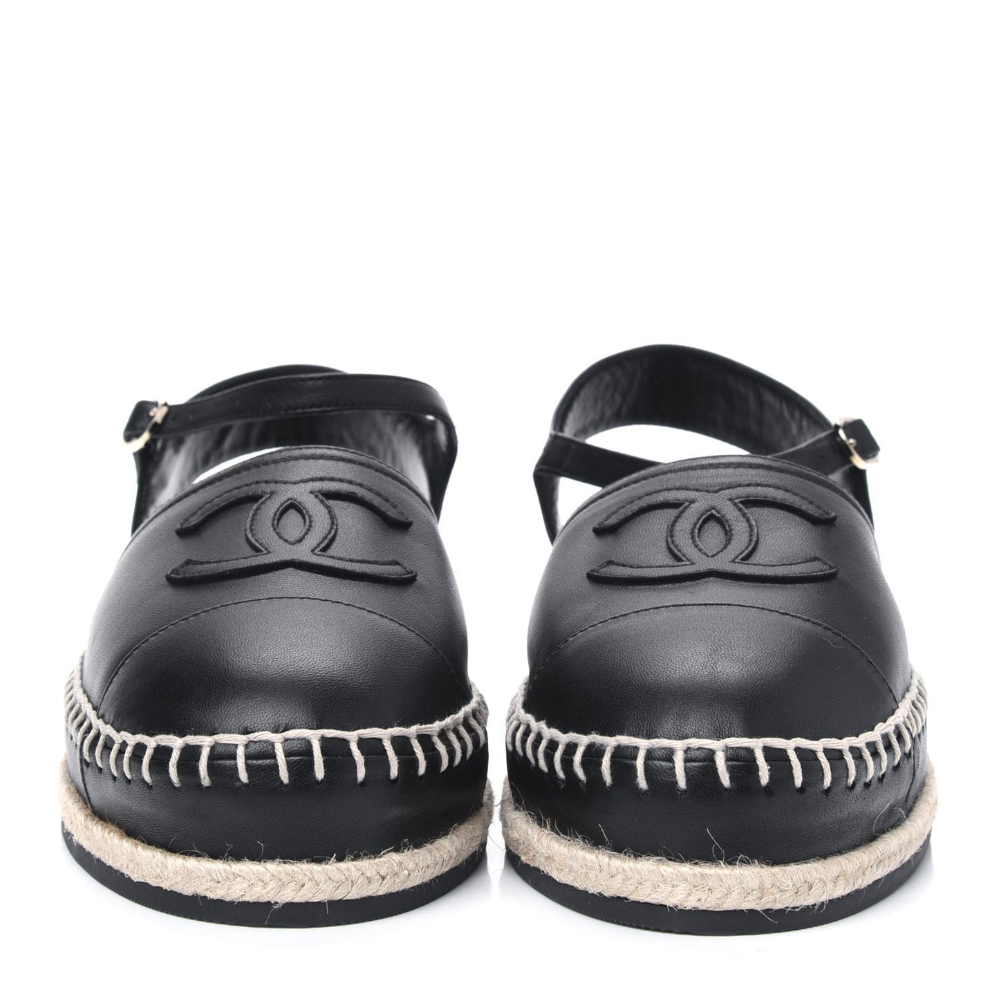 Lambskin CC Ankle Strap Espadrilles 38 Black
