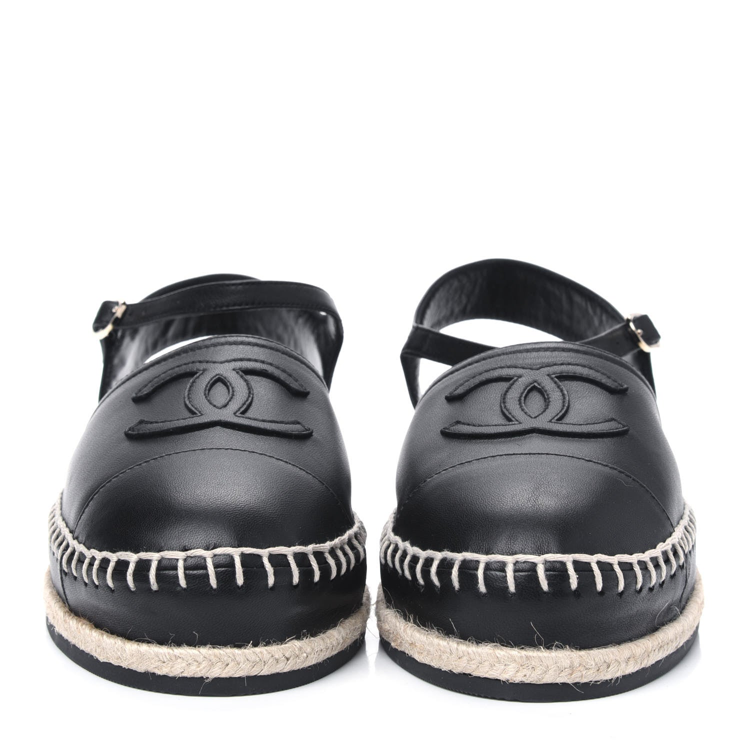 Chanel Lambskin CC Ankle Strap Espadrilles 38 Black 2 of 9