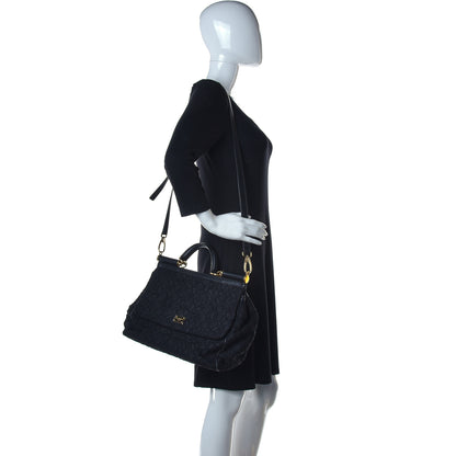 Dolce & Gabbana Calfskin Lace Miss Sicily Satchel Black 2 of 14