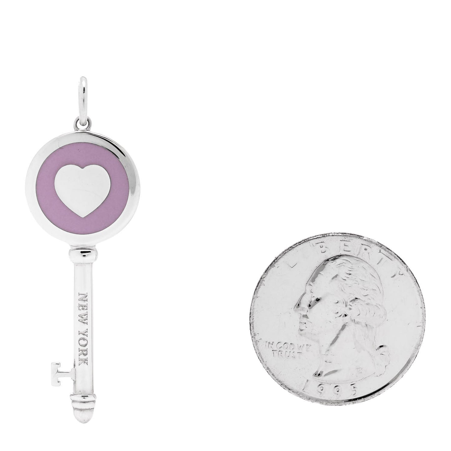 Sterling Silver Enamel Keys Heart Key Pendant Lavender