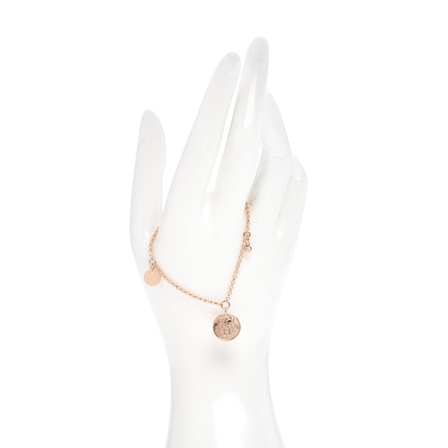 Hermes 18K Rose Gold Diamond PM Ex-Libris Bracelet ST 2 of 5