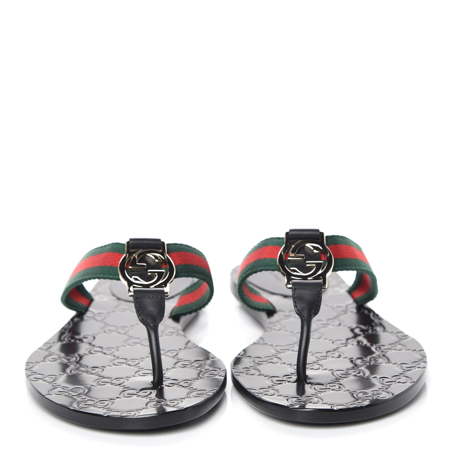 Gucci Nylon Guccissima Web Womens Thong Sandals 38 Green Red Black 2 of 8
