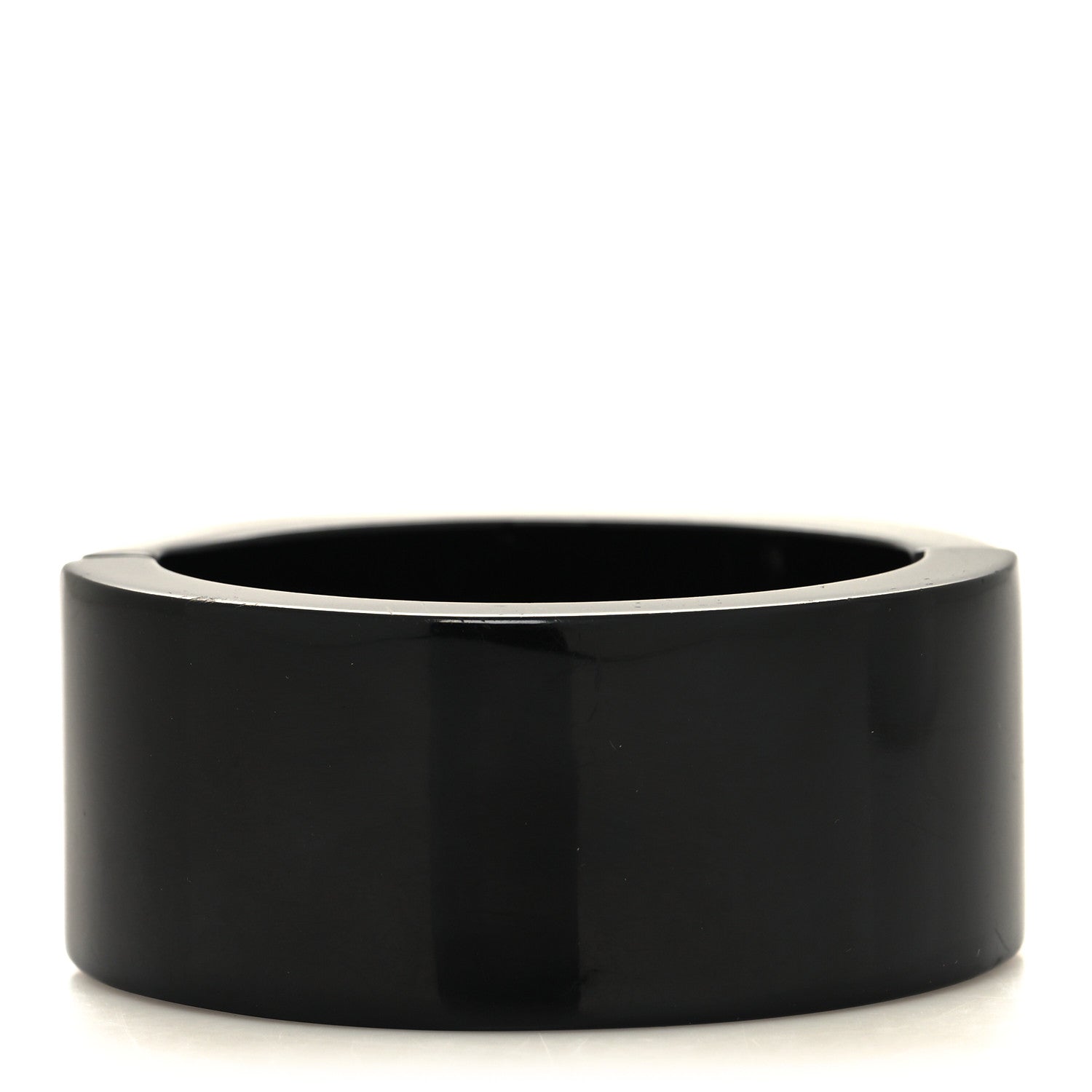 Chanel Resin Crystal Logo Bangle Bracelet Black 3 of 5