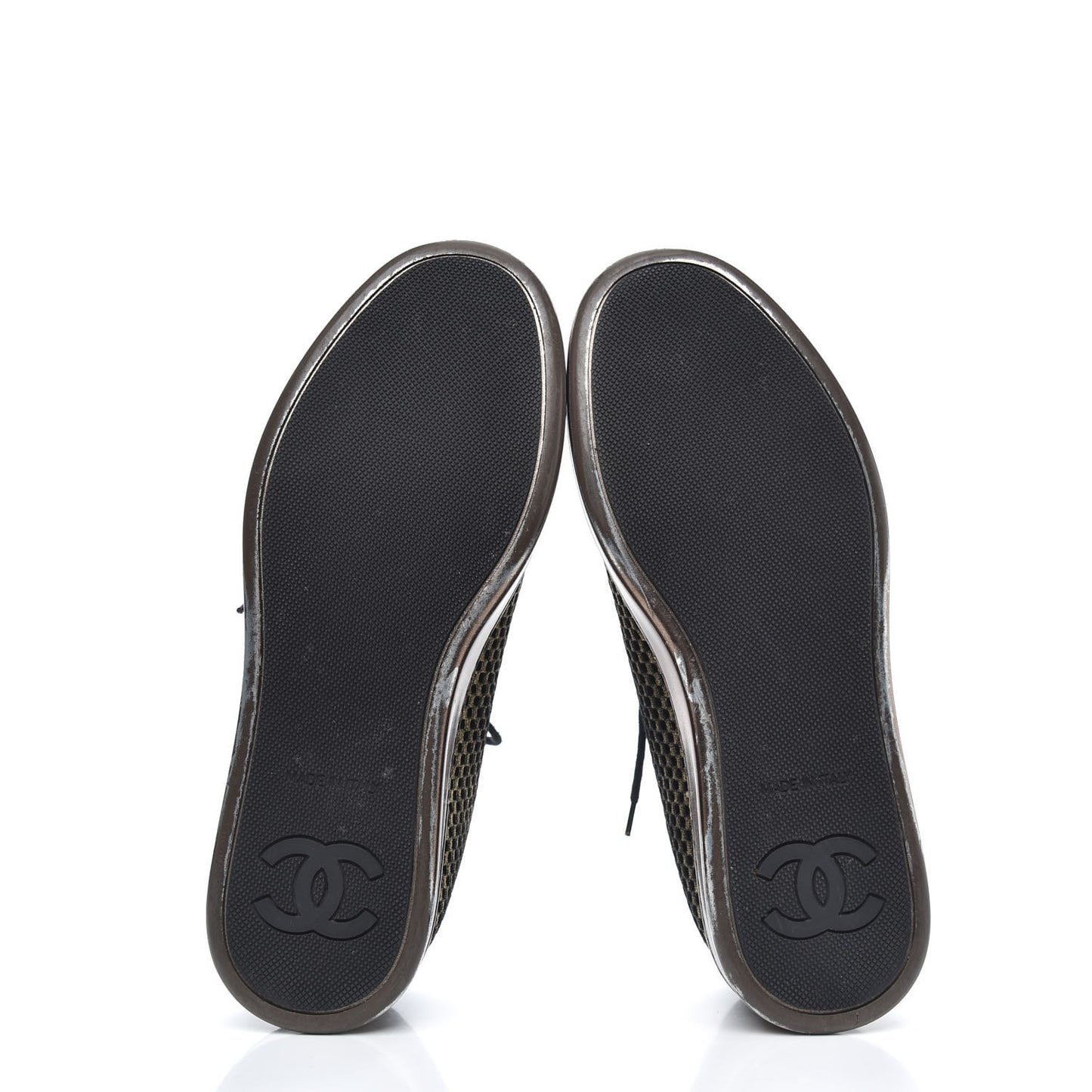 Fabric Mesh Lambskin Low Top Sneakers 38 Gold Black