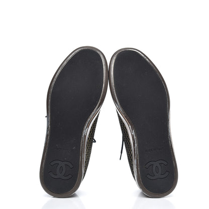 Chanel Fabric Mesh Lambskin Low Top Sneakers 38 Gold Black 5 of 7