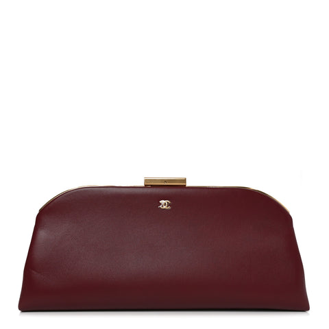 Lambskin Large Clutch Burgundy