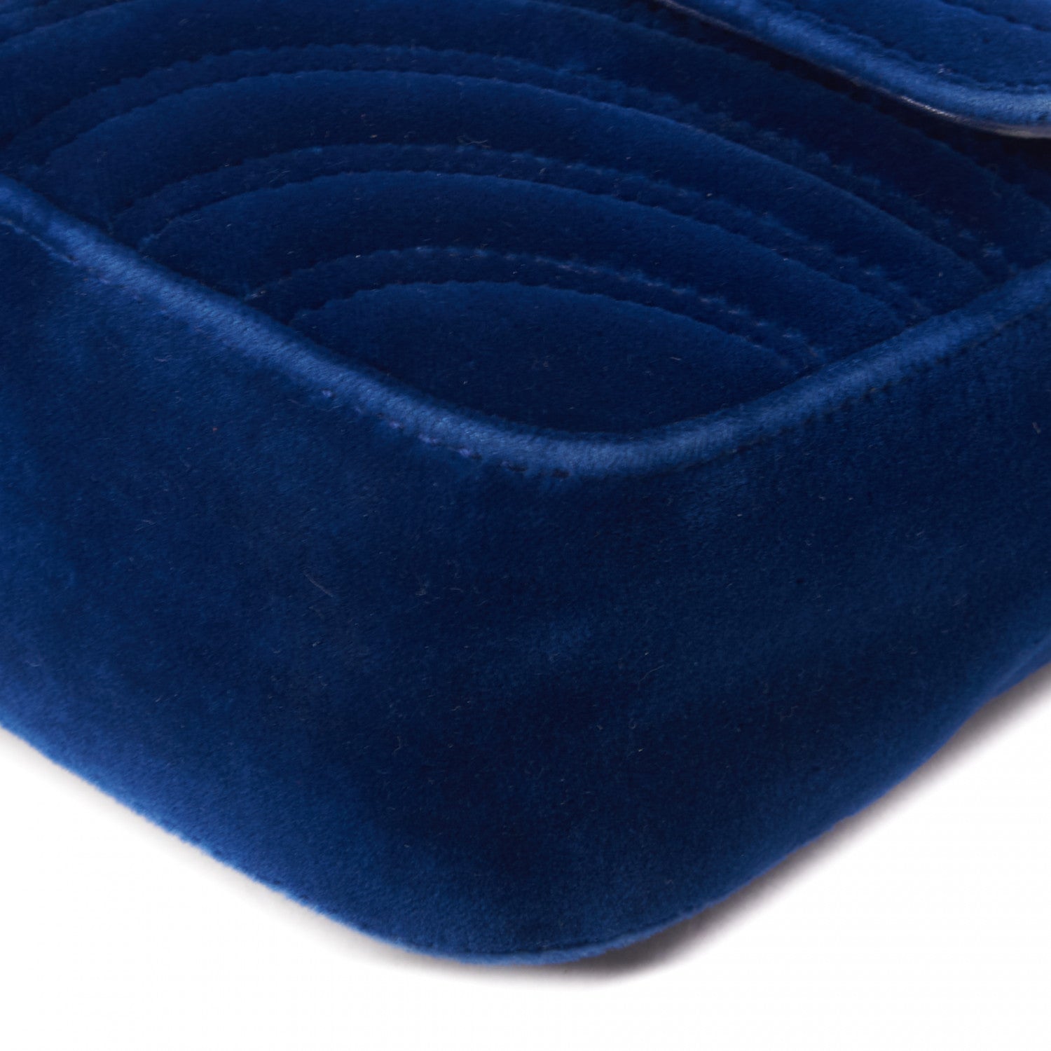 Gucci Velvet Matelasse Mini GG Marmont Shoulder Bag Cobalt Blue 9 of 10