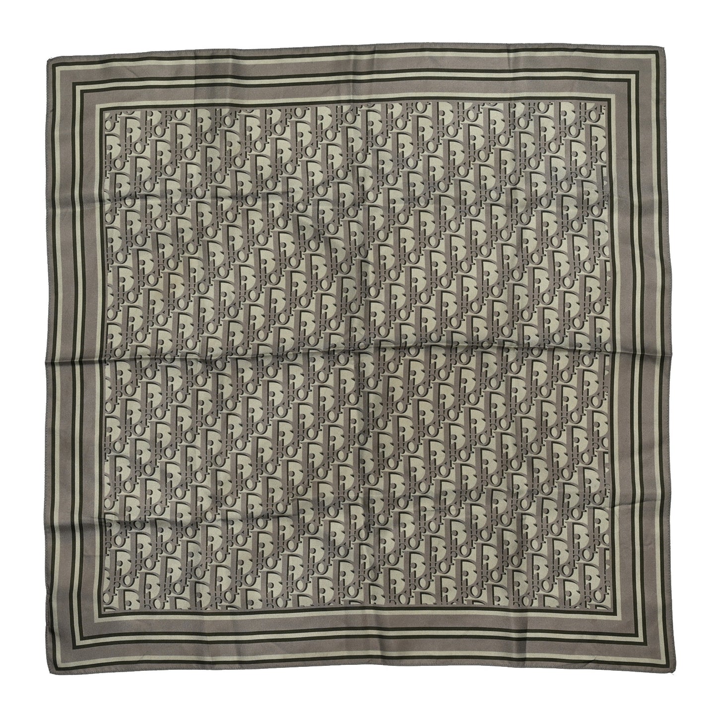 Silk Oblique Bandana Scarf Warm Taupe Beige Black