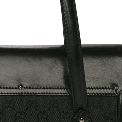 Gucci Monogram Studded Bamboo Bullet Satchel Black 13 of 16