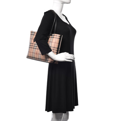 Burberry Grainy Calfskin Haymarket Check Small Reversible Tote Black 2 of 15