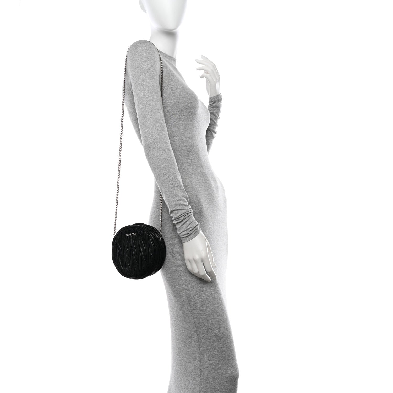 Miu Miu Nappa Matelasse Round Crossbody Black 2 of 9