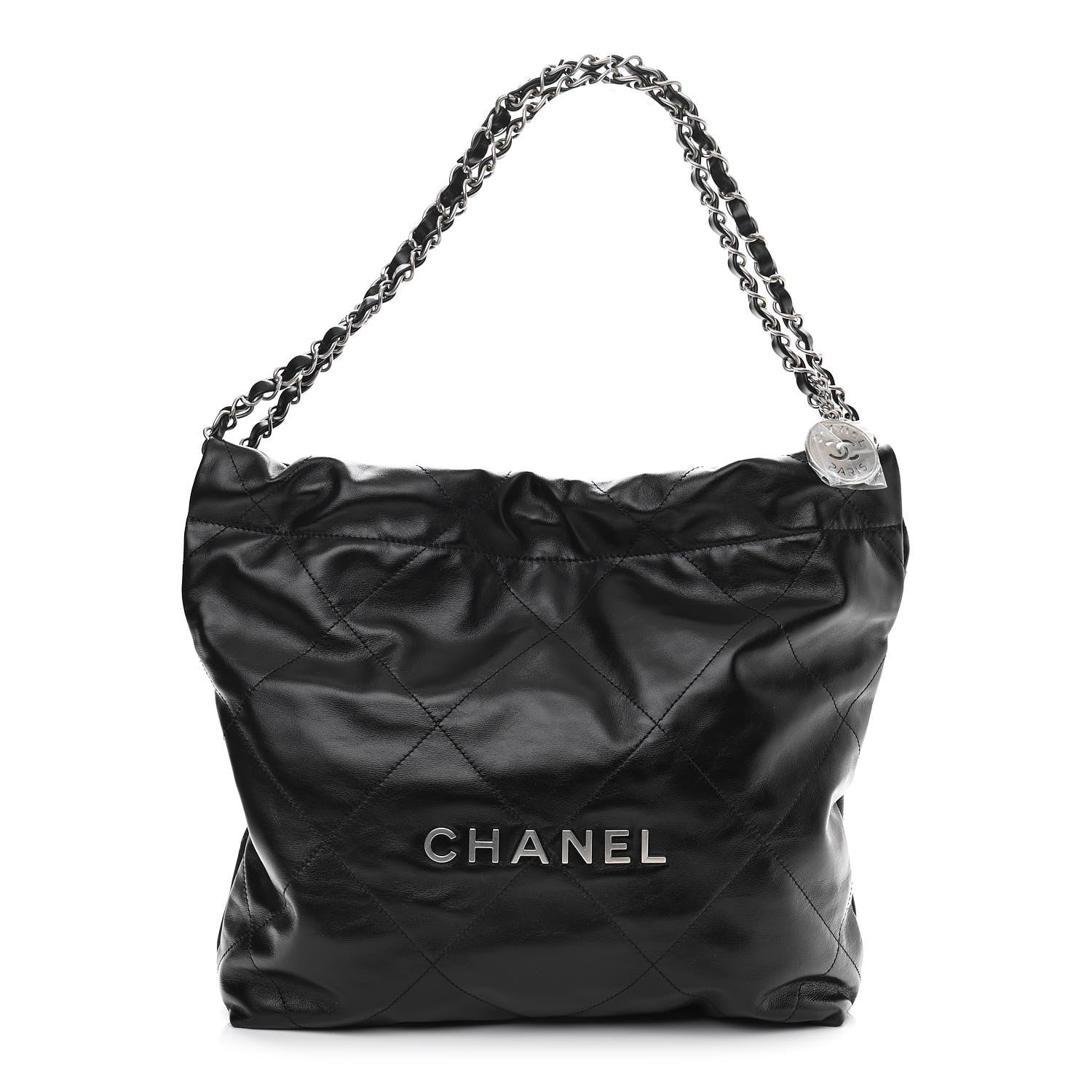 Chanel Shiny Calfskin Quilted Small Chanel 22 Black 2 of 11