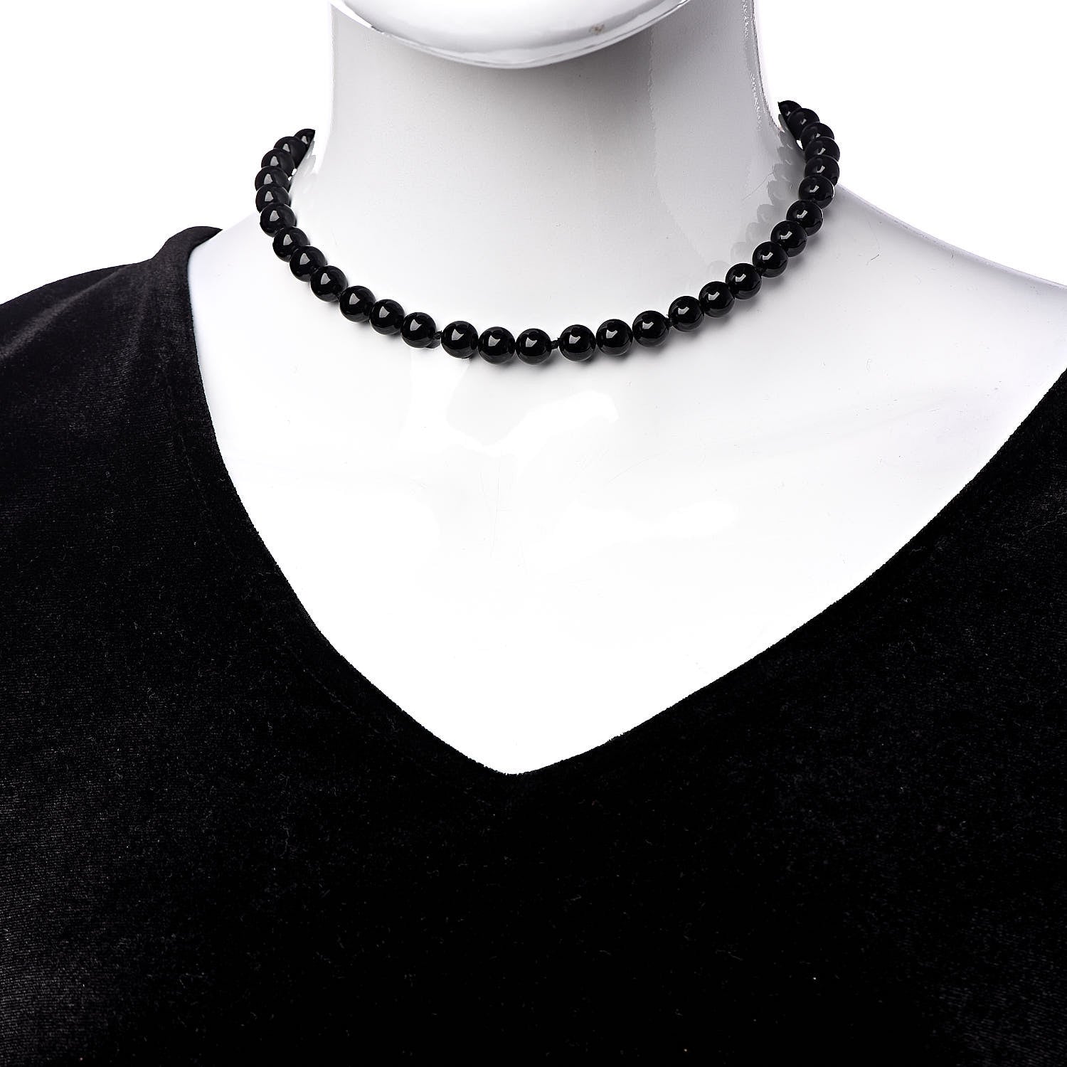 Tiffany Sterling Silver Black Onyx Bead Toggle Necklace 2 of 4