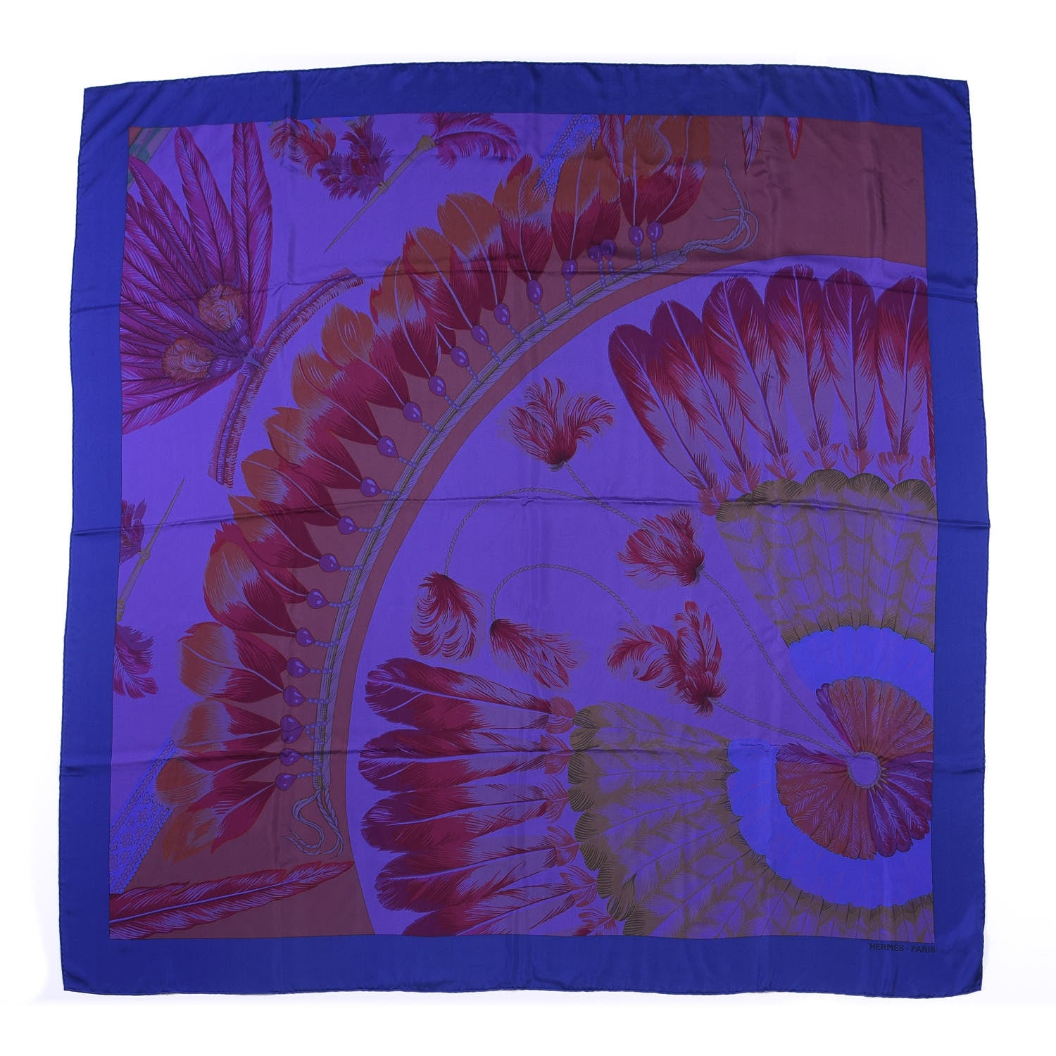 Hermes Silk Brazil Shawl 140 Iris Aubergine Bronze 1 of 4