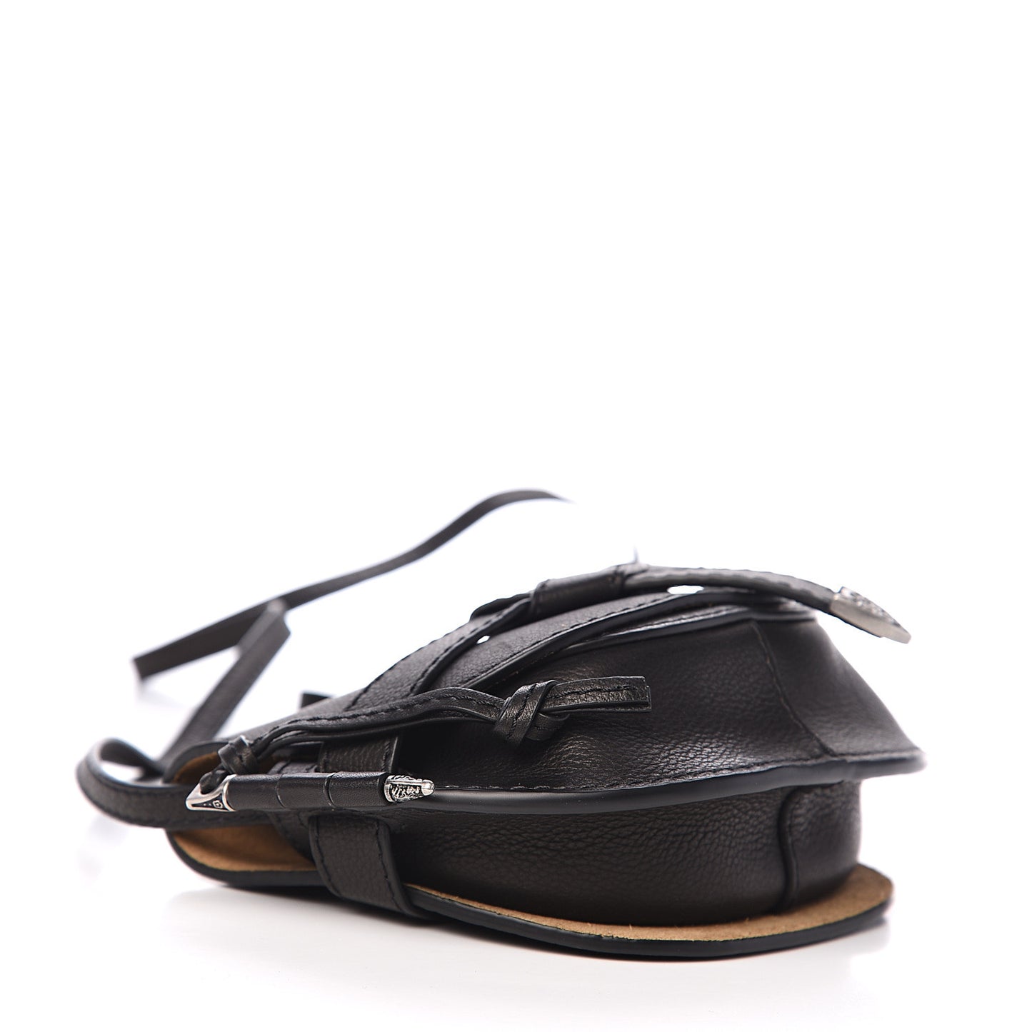 Grained Calfskin Mini Gate Western Crossbody Bag Black