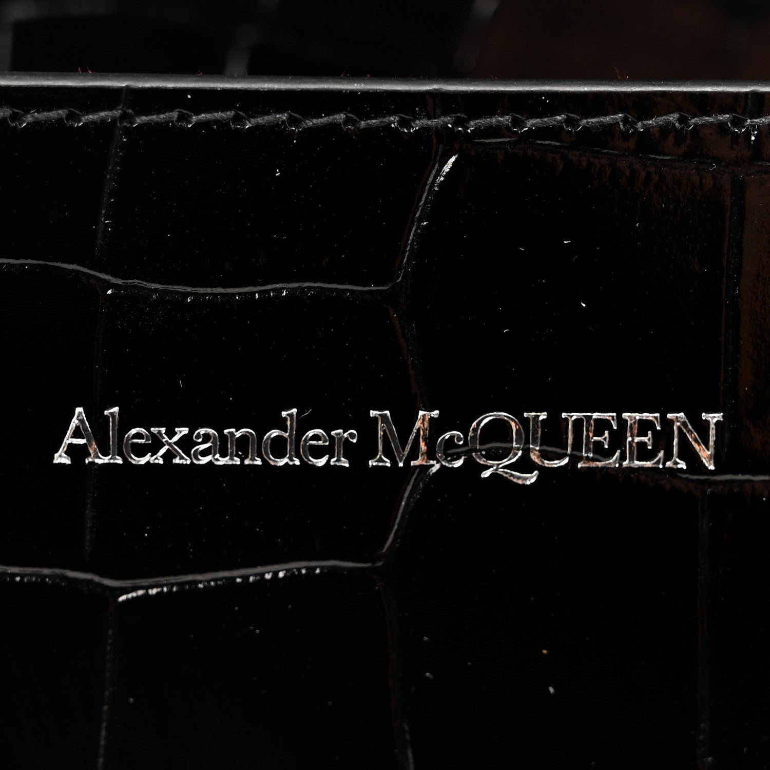 Alexander McQueen Calfskin Shiny Crocodile Embossed Jeweled Satchel Black 6 of 10